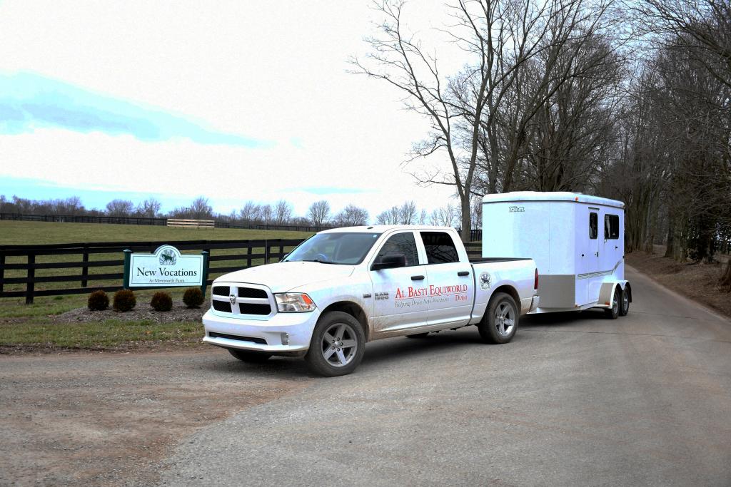 Arrival of London House at New Vocations’ Kentucky facility. (Melissa Bauer-Herzog/America's Best Racing)