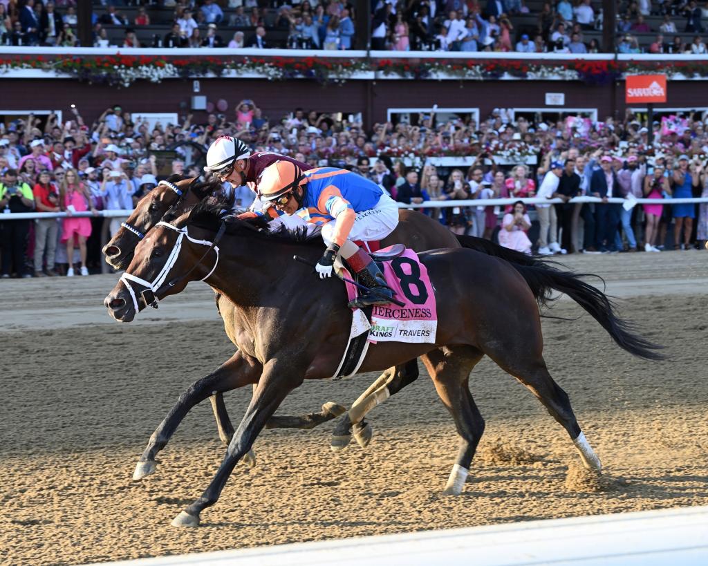 DraftKings Travers Stakes winner Fierceness, champion 2-year-old male of 2023 (Chelsa Durand/NYRA)