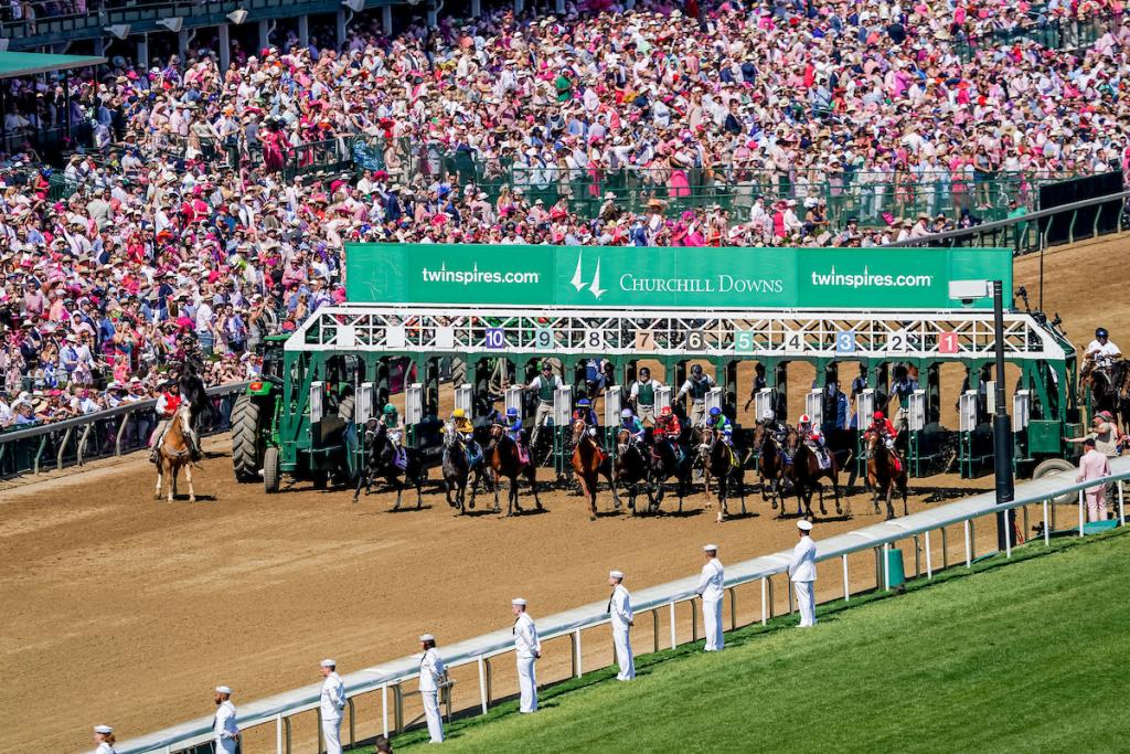 The horses leave the starting gate in the La Troienne Stakes Presented by Twinspires. (Eclipse Sportswire)