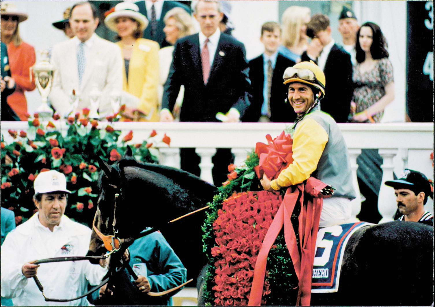 Bailey after winning the Kentucky Derby aboard Sea Hero.