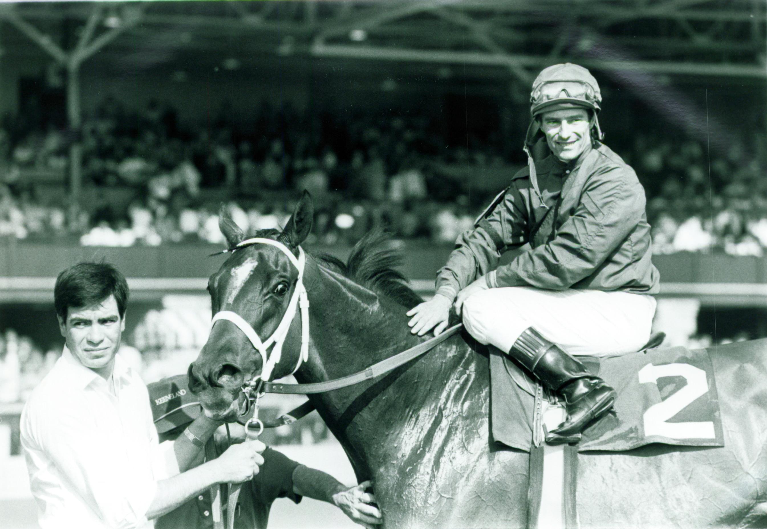 Hawley and Chic Shirine after winning the 1987 Ashland Stakes at Keeneland