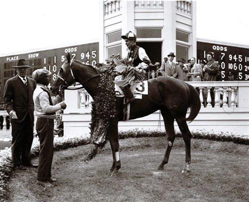 Assault in the Kentucky Derby winner's circle.