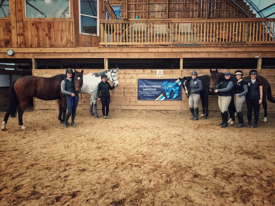 Fellow Makeover trainer Meghan Crout and her mount I Can and I Will, teammate Amber Cobb and Smokem’s Charm, Sarah and Jacapo, and Katie, Skye-Anna, and Shannon and Daring Destiny Fellow Makeover trainer Meghan Crout and her mount I Can and I Will, teammate Amber Cobb and Smokem’s Charm, Sarah and Jacapo, and Katie, Skye-Anna, and Shannon and Daring Destiny