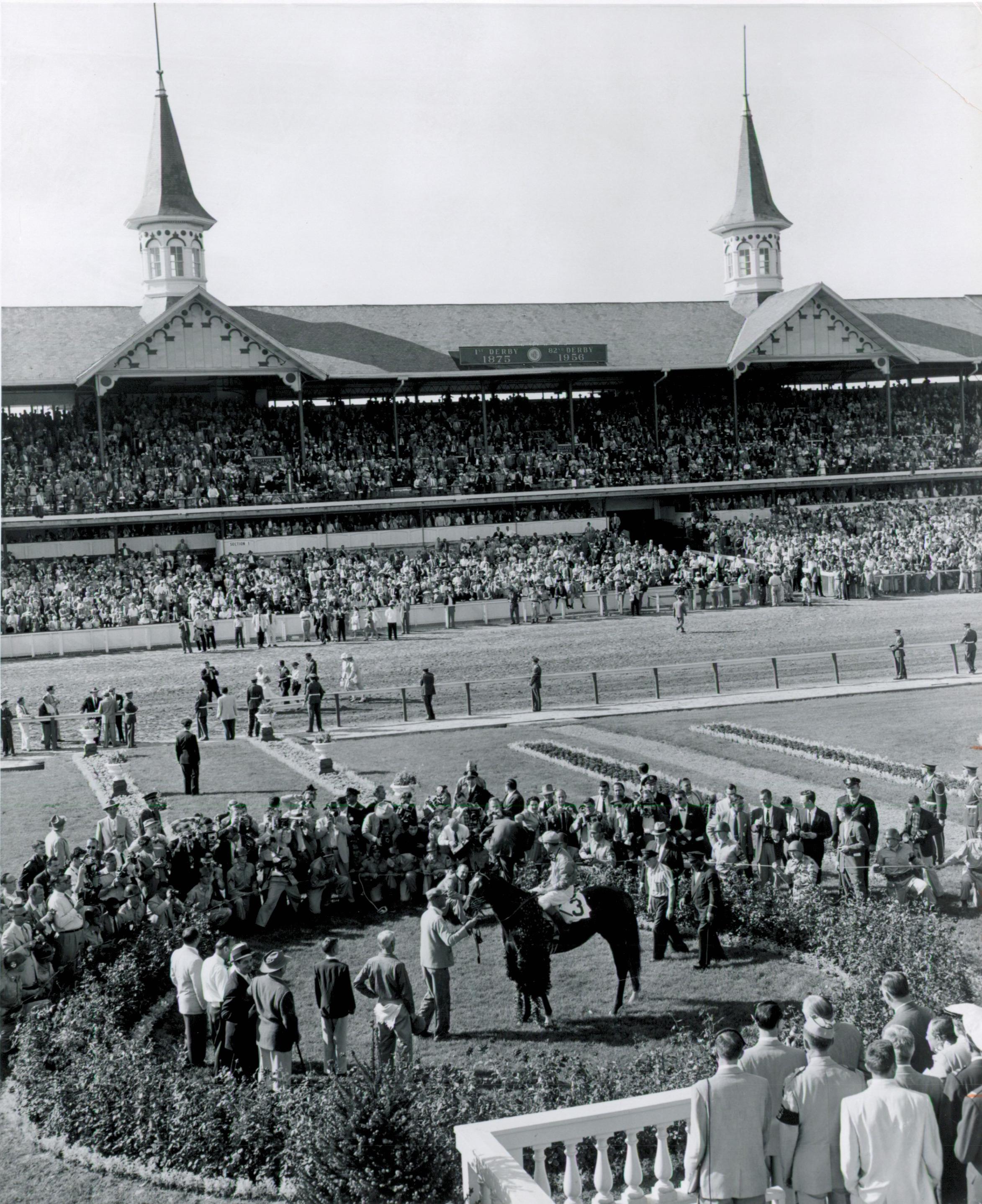 Needles in the Kentucky Derby winner's circle at Churchill Downs.