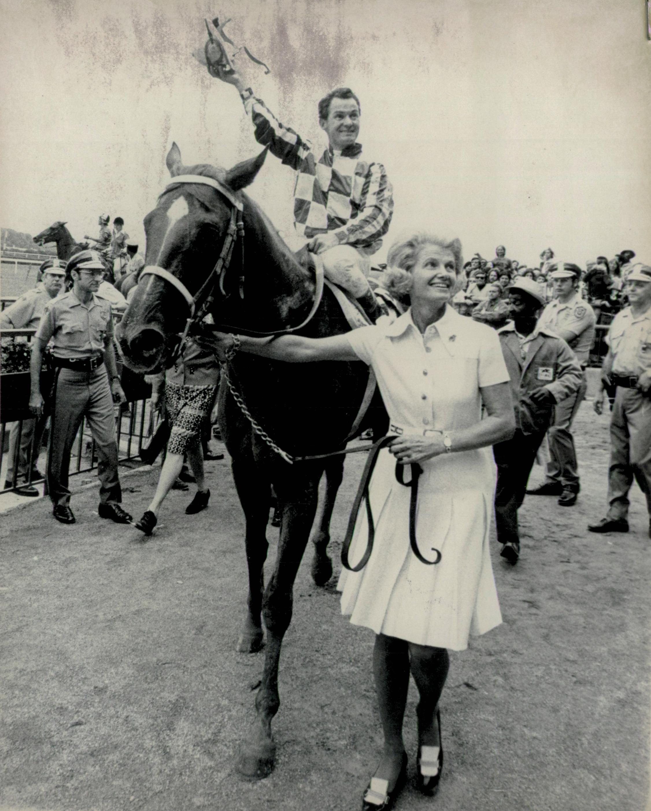 Turcotte, Penny Chenery, and Secretariat after winning the Marlboro Cup.