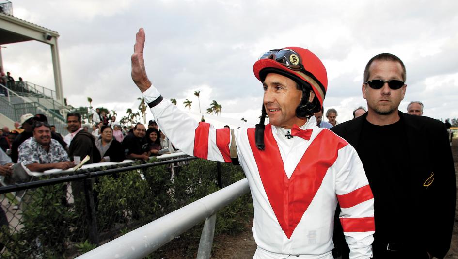 Jerry Bailey, pictured after his final career race, overcame a battle with alcoholism to become one of the best riders in the country.