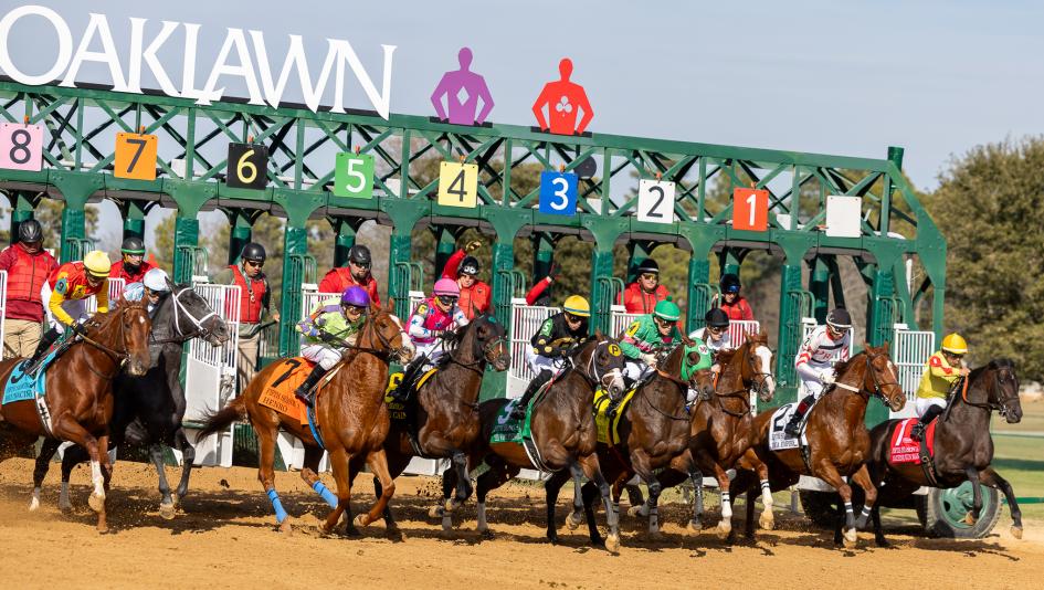 Racing at Oaklawn Park, site of the upcoming Rebel Stakes on Feb. 23.