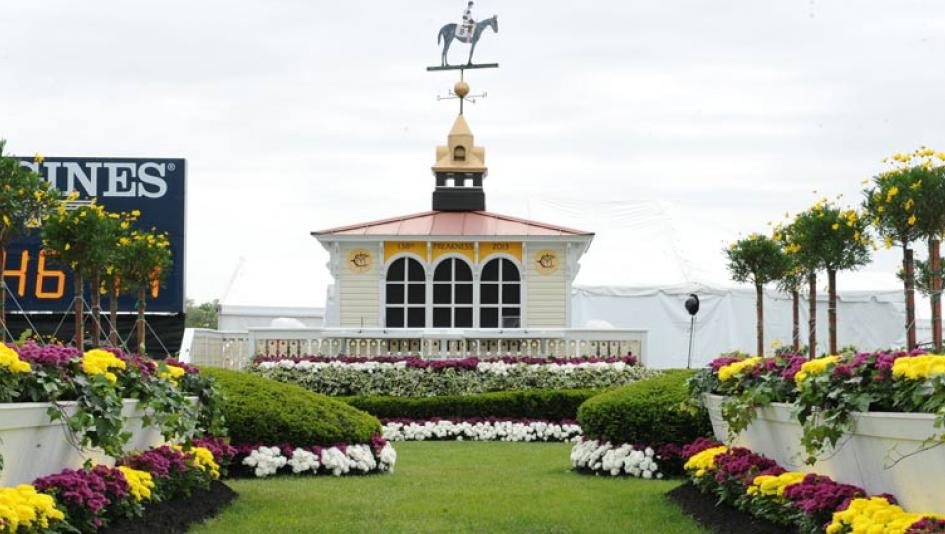 The infield winner's circle at Pimlico.
