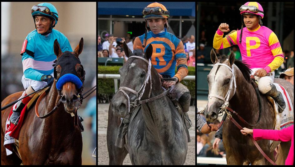 Belmont Stakes jockeys Belmont Park Triple Crown horse racing Javier Castellano Arcangelo Manny Franco Hit Show Marcos Meneses Il Miracolo Irad Ortiz Forte Jose Ortiz Tapit Shoes Flavien Prat Angel of Empire Joel Rosario Red Route One Luis Saez Tapit Tric