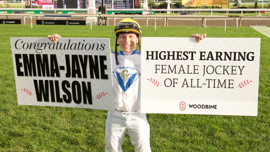 Emma-Jayne Wilson, highest-earning female jockey, Perfect Lady Bee, Woodbine, Michael Burns