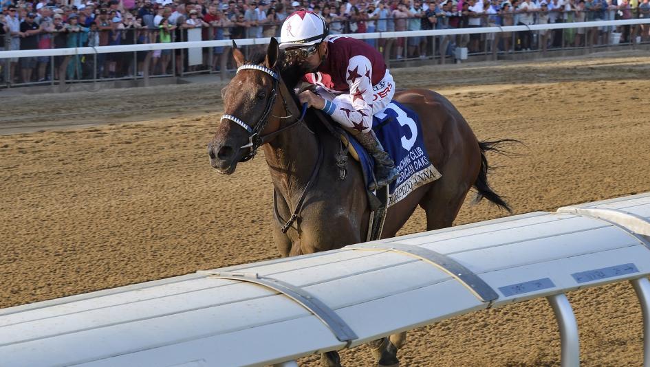 Thorpedo Anna Travers Stakes Ken McPeek Brian Hernandez Saratoga filly horse racing owners trainer Mystik Dan Dornoch