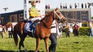 Charismatic and jockey Chris Antley after winning the 1999 Kentucky Derby.