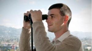 Track announcer Matt Dinerman worked in the barn area and in publicity before landing an announcing gig.