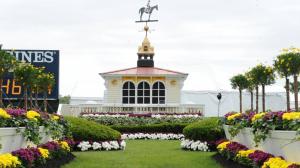 The infield winner's circle at Pimlico.