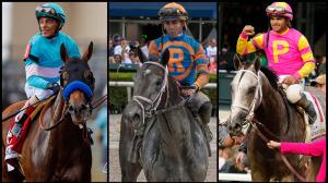 Belmont Stakes jockeys Belmont Park Triple Crown horse racing Javier Castellano Arcangelo Manny Franco Hit Show Marcos Meneses Il Miracolo Irad Ortiz Forte Jose Ortiz Tapit Shoes Flavien Prat Angel of Empire Joel Rosario Red Route One Luis Saez Tapit Tric