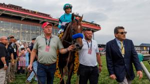 National Treasure Preakness Stakes Belmont Stakes Triple Crown horse racing speed figure John Velazquez Bob Baffert jockey trainer SF Racing Starlight Racing Madaket Stables Jay Schoenfarber Stonestreet Stables Waves Edge Capital Robert Masterson Catherin